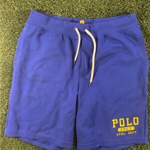 Ralph Lauren Blue Athletic Shorts with Yellow Logo